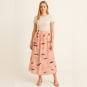 Vintage 90’s Abigail Aldrich Geometric Pastel High Waisted Pleated Maxi Skirt 8